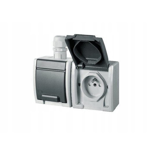 AQUANT Gniazdo podwójne z/u 2x2P+Z IP65 1242-65 -zdjęcie numer 1