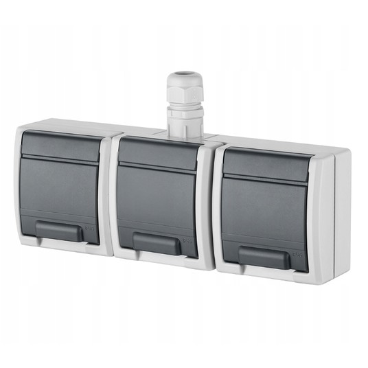 AQUANT Gniazdo potrójne z/u 3x2P+Z IP65 1243-65 -zdjęcie numer 1