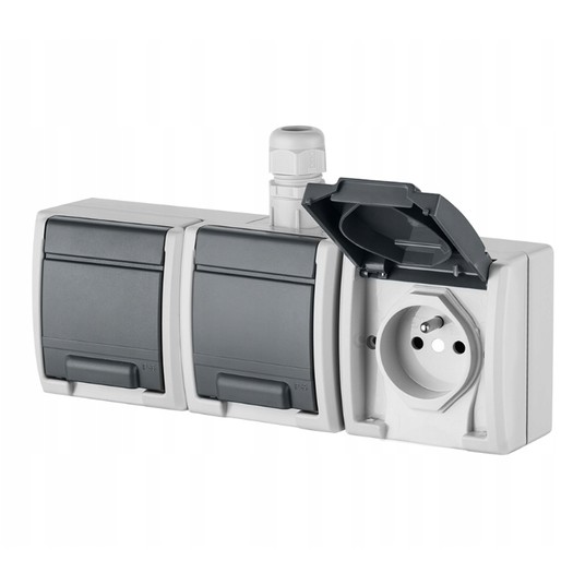 AQUANT Gniazdo potrójne z/u 3x2P+Z IP65 1243-65 -zdjęcie numer 2