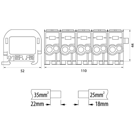 Blok rozdzielczy LK35/25-5 SSSNZ, 1000V AC/DC, 5x( -zdjęcie numer 2