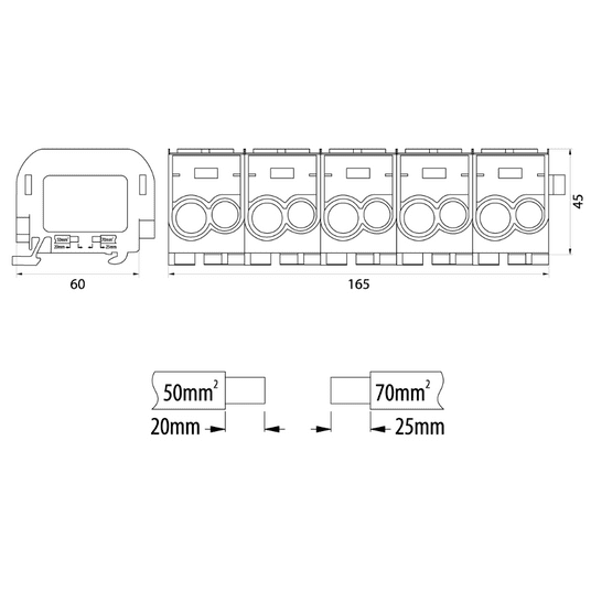 Blok rozdzielczy LK70/50-5 SSSNZ, 1000V AC/DC, 5x( -zdjęcie numer 2