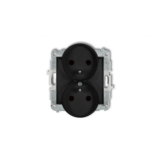 ICON Mechanizm gniazda podwójnego do ramki z uziem -zdjęcie numer 1