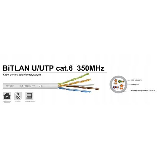 Kabel teleinformatyczny U/UTP kat.6 4x2x0,5 /100m/ -zdjęcie numer 3