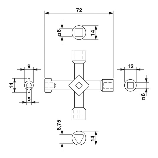 Klucz do szaf rozdzielczych USS 4 1203149 -zdjęcie numer 2