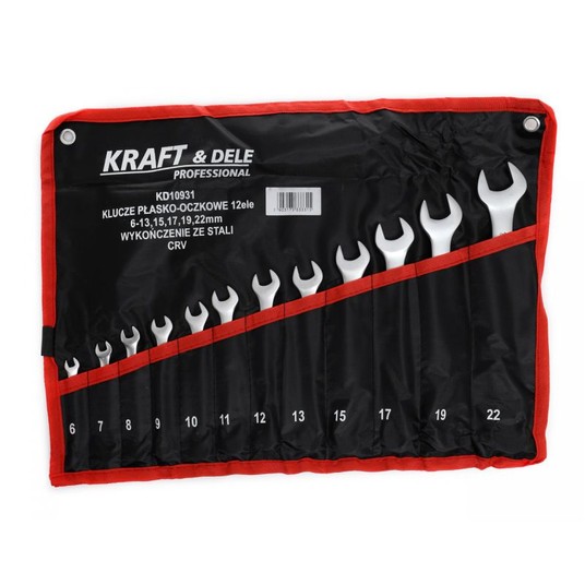 Klucze płasko-oczkowe 12 elementów 6-22mm KD10931 -zdjęcie numer 1