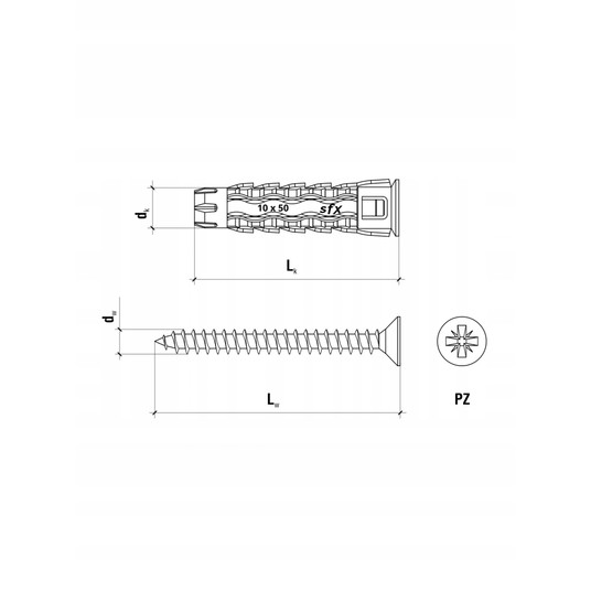 Kołek rozporowy 8/40x50 SFXP-0804005 /100szt./ -zdjęcie numer 7