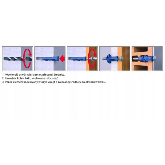 Kołek uniwersalny 4ALL 10mm z wkrętem 6x60mm /25sz -zdjęcie numer 5