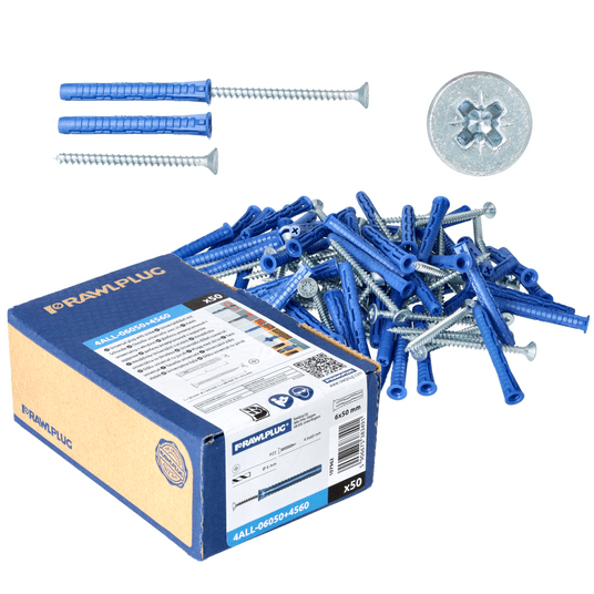 Kołek uniwersalny 4ALL 6x50 z wkrętem 4,5x60mm /50 -zdjęcie numer 1
