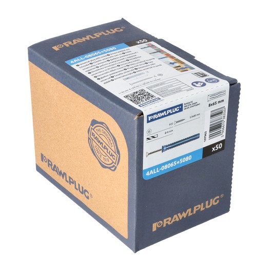 Kołek uniwersalny 4ALL 8x65 z wkrętem 5x80mm /50sz -zdjęcie numer 4