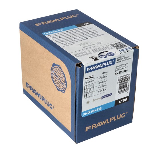 Kołek uniwersalny UNO 8x32 z wkrętem 4,5x35 /100sz -zdjęcie numer 4