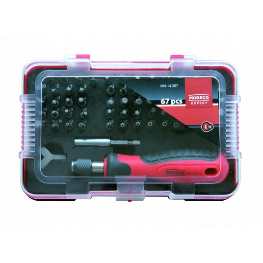 Komplet 67 cz. wkrętak, groty PCV BOX MN-14-207 -zdjęcie numer 1