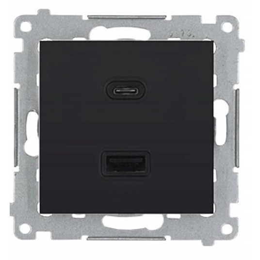 Ładowarka USB podwójna, C+A, czarny mat, 30W -zdjęcie numer 1