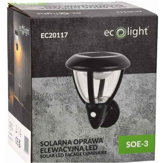 Lampa solarna kinkiet LED SOE-3 z czujnikiem ruchu -zdjęcie numer 3