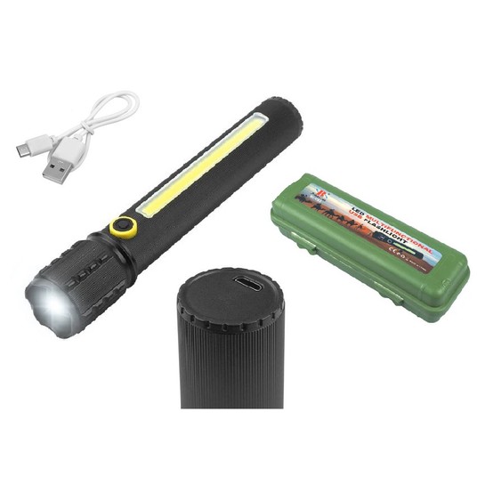 LATARKA RĘCZNA 1-LED+COB ZOOM Z AKUMULATOREM I KAB -zdjęcie numer 1