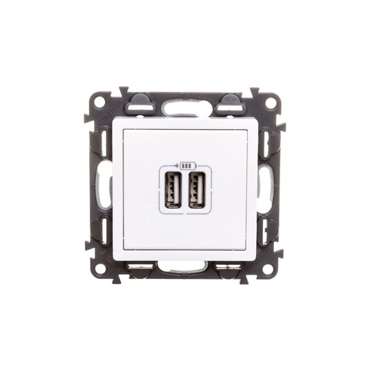 VALENA LIFE Ładowarka z gniazdem 2xUSB biały 75311 -zdjęcie numer 1