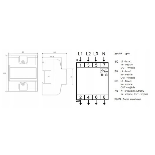 VCX Miernik energii elektrycznej 3-fazowy230V 100A -zdjęcie numer 11