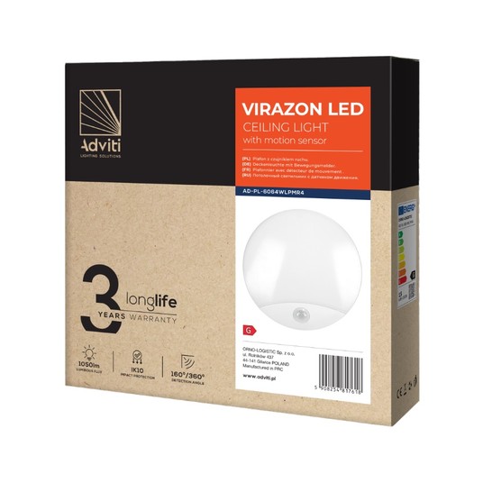 Virazon LED 15W plafon z czujnikiem ruchu 1050lm I -zdjęcie numer 7