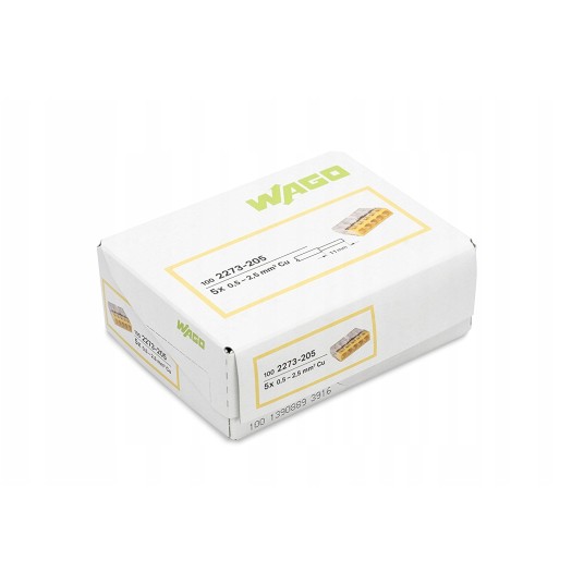 WAGO Szybkozłączka 5x 0,5-2,5mm2 2273-205 /100szt. -zdjęcie numer 1