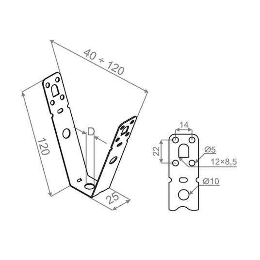Wieszak trapezowy WT120 M8 730612 -zdjęcie numer 2