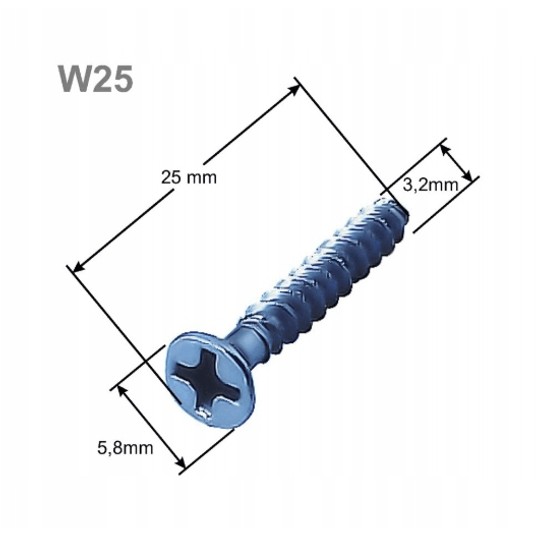 Wkręt osprzętowy do puszek długość 25mm W25 370862 -zdjęcie numer 2
