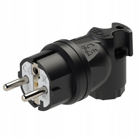 Wtyczka gumowa kątowa 10/16A 2P+Z 230V UNI-SCHUKO -zdjęcie numer 1