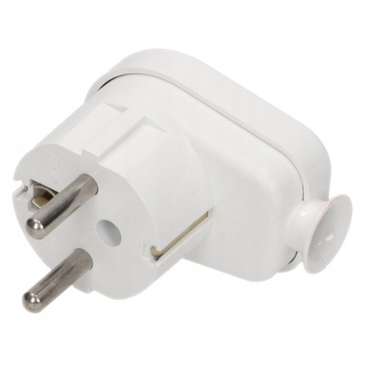 Wtyczka kątowa 16A 2P+Z Uni-Schuko 250V biała WT-1 -zdjęcie numer 1