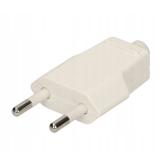Wtyczka płaska 10A b/u 250V biała WT-1001 (ZN-11 2 -zdjęcie numer 1