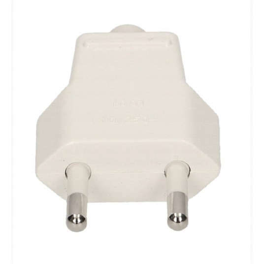 Wtyczka płaska 10A b/u 250V biała WT-1001 (ZN-11 2 -zdjęcie numer 2