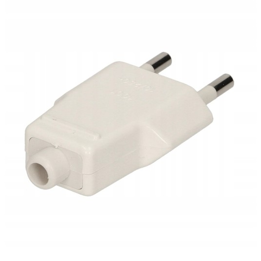 Wtyczka płaska 10A b/u 250V biała WT-1001 (ZN-11 2 -zdjęcie numer 3