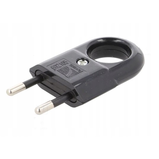 Wtyczka płaska z uchwytem b/u Euro 10A/250V czarna -zdjęcie numer 1