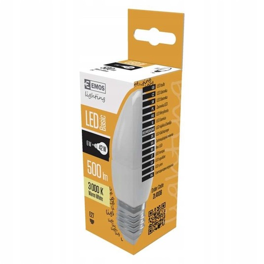 Żarówka LED 6W E27 500lm 3000K świeczka -zdjęcie numer 3