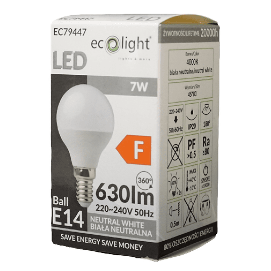 ŻARÓWKA LED KULKA E14 7W 4000K -zdjęcie numer 6