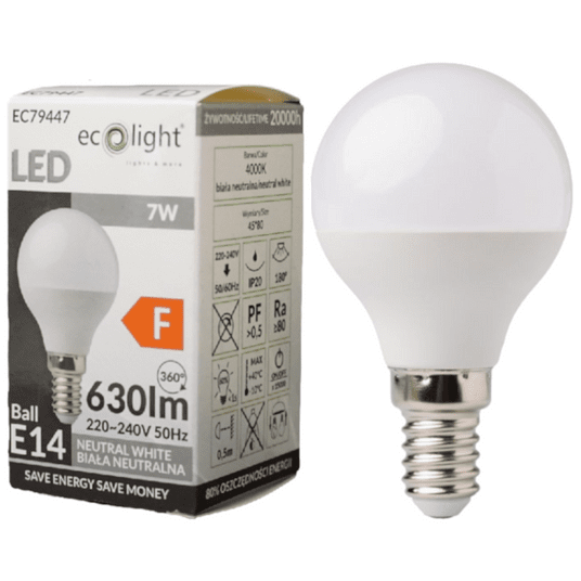 ŻARÓWKA LED KULKA E14 7W 4000K -zdjęcie numer 1