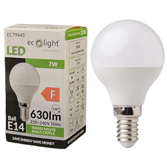 Żarówka LED kulka E14 7W 630lm Barwa Ciepła 3000K -zdjęcie numer 1