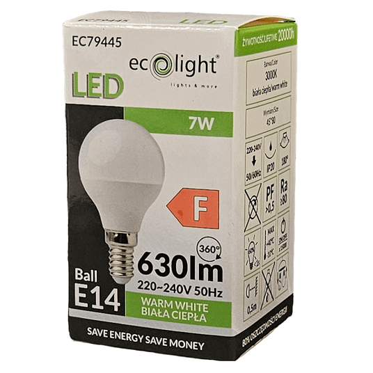 Żarówka LED kulka E14 7W 630lm Barwa Ciepła 3000K -zdjęcie numer 3