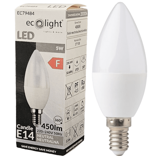 Żarówka świeczka LED E14 5W 4000K -zdjęcie numer 1