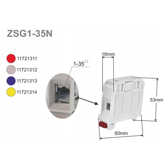 Złączka szynowa 2-przewodowa 35mm2 niebieska NOWA -zdjęcie numer 2