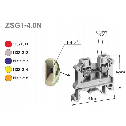Złączka szynowa 2-przewodowa 4mm2 szara NOWA ZSG 1 -zdjęcie numer 2