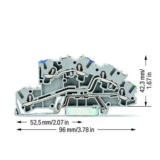 Złączka szynowa 3-pietrowa 4mm2 N/L/PE szara /50sz -zdjęcie numer 2