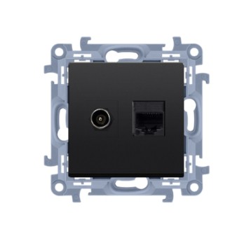 Gniazdo antenowe typu "F" + RJ45 kat.5e (moduł)