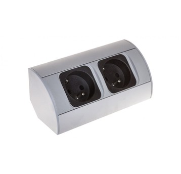Gniazdo meblowe podwójne z/u 16A IP20 aluminium/ t