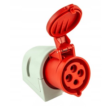 Gniazdo stałe 16A 4P 400V czerwone IP44 114-6