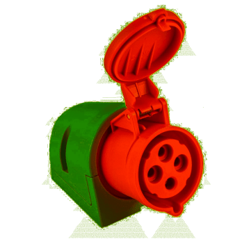 Gniazdo stałe 32A 4P 400V czerwone IP44 124-6