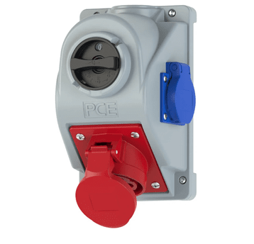 Gniazdo stałe z wyłącznikiem 0-1 16A 5P 400V + 2P+