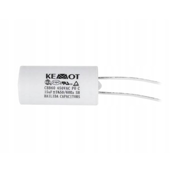 Kondensator silnikowy 15uF/450VAC z przewodem.