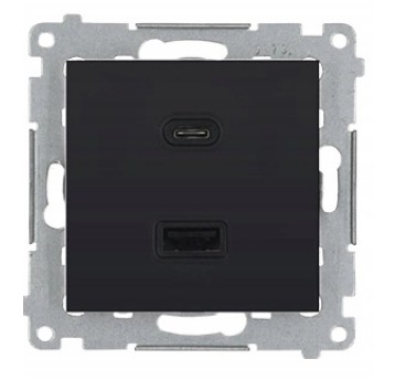 Ładowarka USB podwójna, C+A, czarny mat, 30W