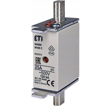 Wkładka bezpiecznikowa NH000 25A gG 500V 004181207