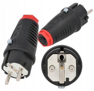 Wtyczka gumowa 16A 2P+Z 230V UNI-SCHUKO IP54 TAURU