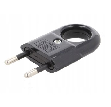Wtyczka płaska z uchwytem b/u Euro 10A/250V czarna