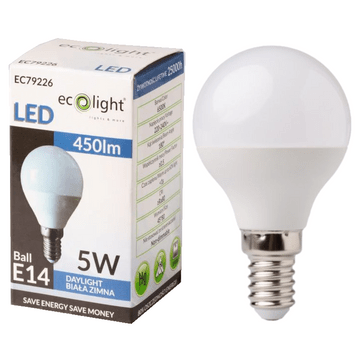 ŻARÓWKA LED KULKA E14 5W 6500K